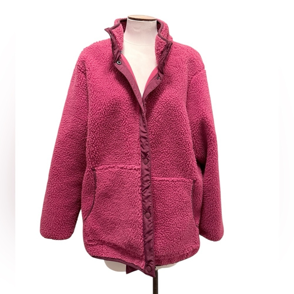 Magenta Sherpa Jacket- Womens 1x Land End